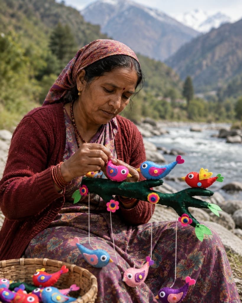 Women Artisan Handcrafting Felt Art